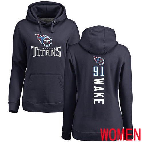 Tennessee Titans Navy Blue Women Cameron Wake Backer NFL Football #91 Pullover Hoodie Sweatshirts->women nfl jersey->Women Jersey